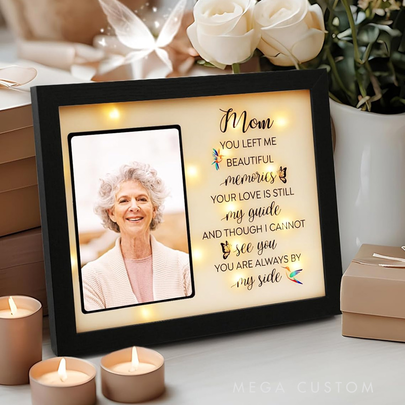 Personalized Sympathy LED Shadow Box Picture Frame Memorial Gift for Loss of Mom Bereavement Gifts in Memory of Loved One
