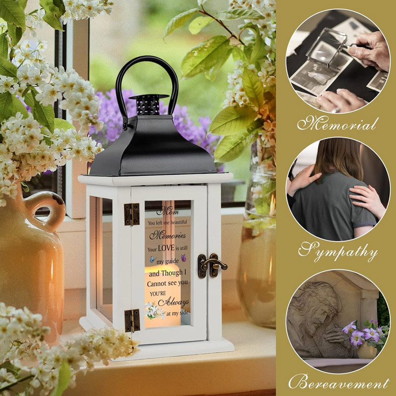 Personalized Memorial Lantern Bereavement Gifts in Memory of Loved One with LED Candle and Remote Sympathy Gifts