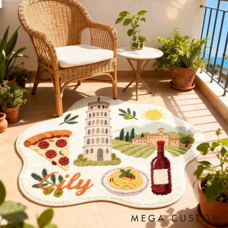 Personalized Italian Charm Rug for Travel Lovers
