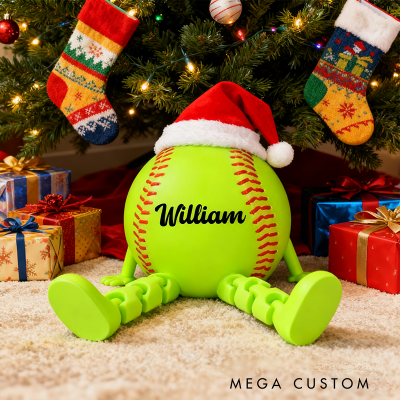 Personalized Softball Decor with Dangling Legs and Custom Name