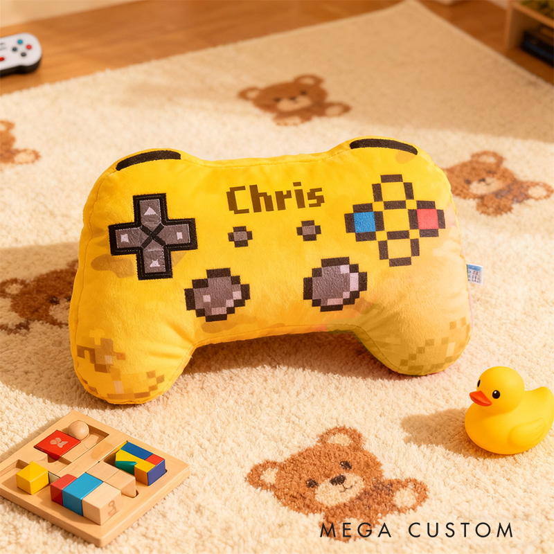 Personalized Graphic 3D Print Pixel Style Game Controller Shaped Pillow for Game Lovers Plush Pillow Christmas Gift for Kids