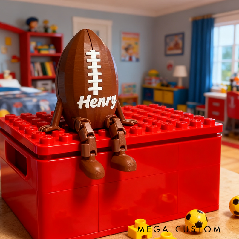 Personalized Football Decor with Dangling Legs and Custom Name