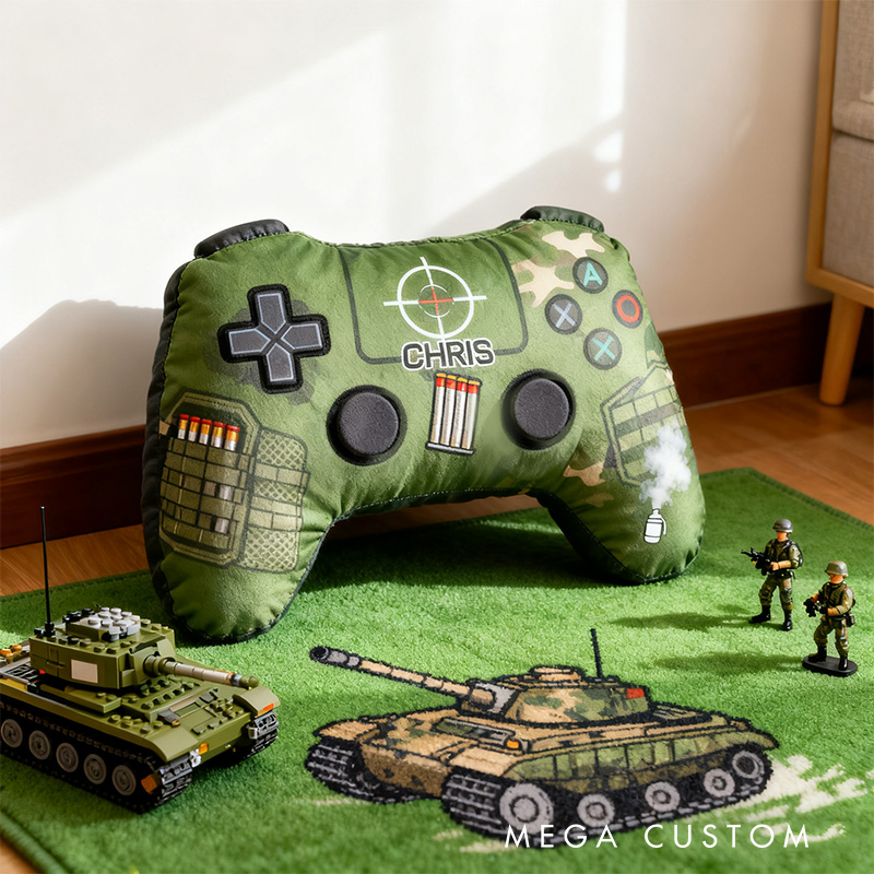 Personalized Graphic 3D Print FPS Style Game Controller Shaped Pillow for Game Lovers Plush Pillow Christmas Gift for Kids
