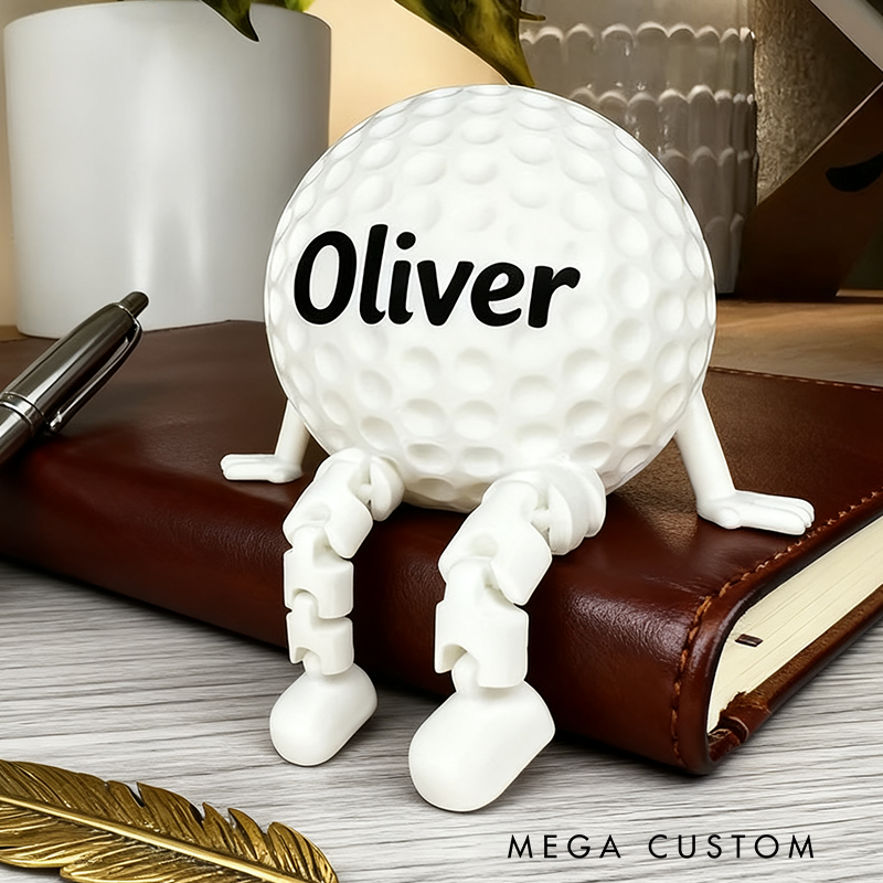 Personalized Golf Ball Decor with Dangling Legs and Custom Name