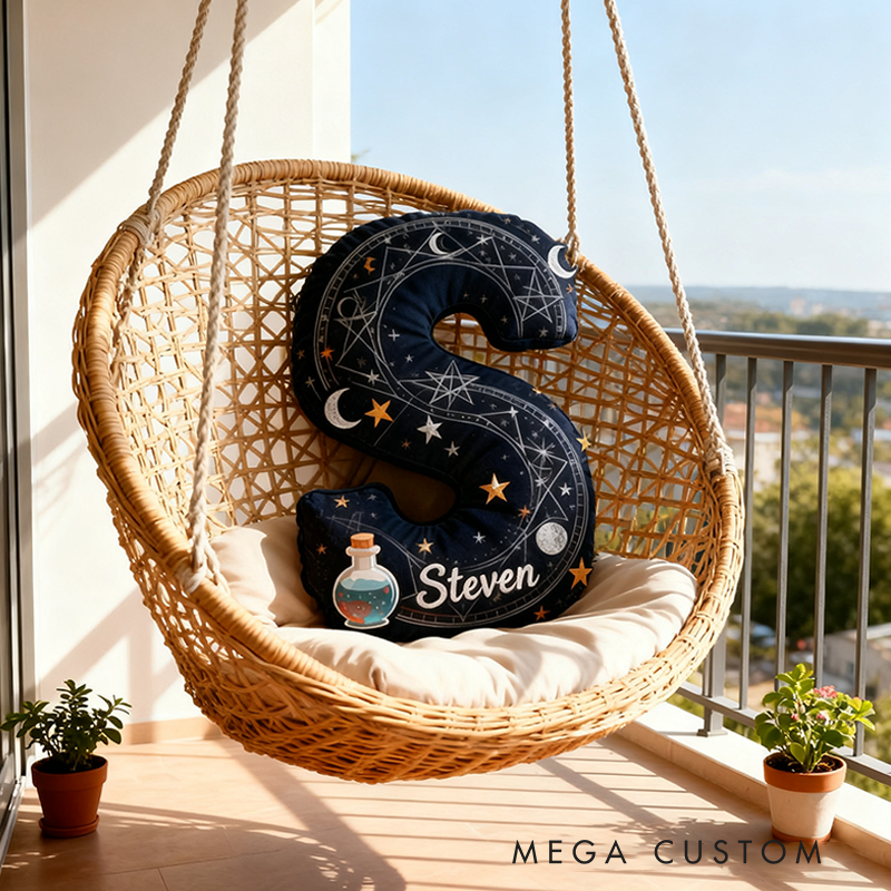 Personalized Galaxy Magisc Themed Christmas Gift Pillow with Stars Constellations Moon and Magical Potion Design  Graphic 3D Print Pillow