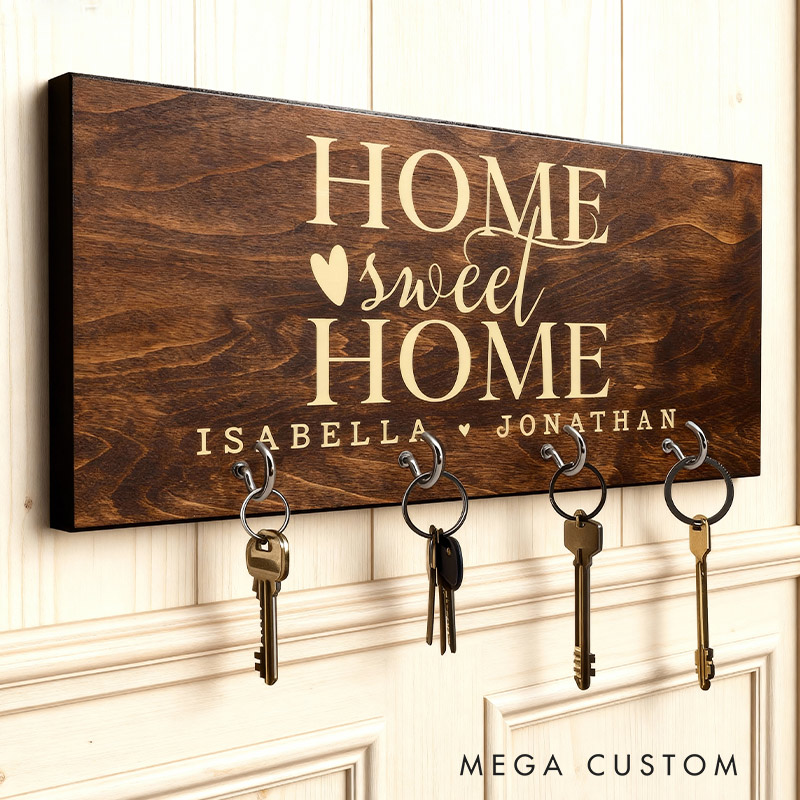 Personalized Key Holder for Wall Custom Key Hanger Housewarming Gift New Home Gifts First Home Gift Realtor Closing Gift Couple Gift