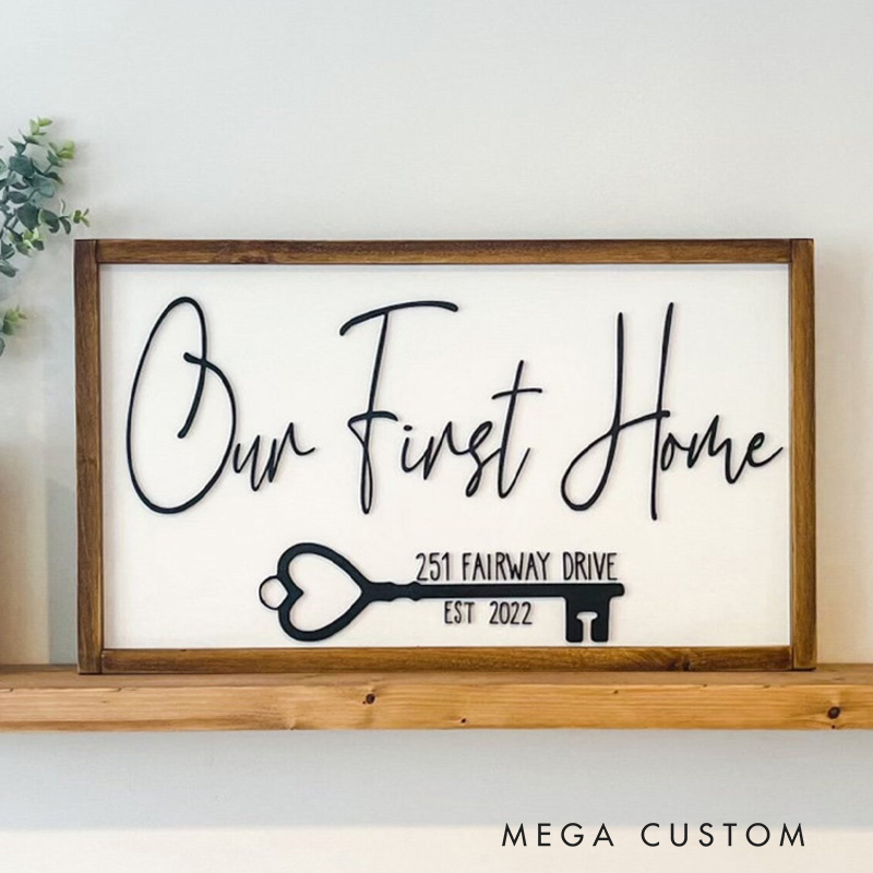 Personalized First Home Sign Realtor Gift Closing Day Gift New Home Buyers Gift 1st Home Gift 3D 1st Home Wall Decor