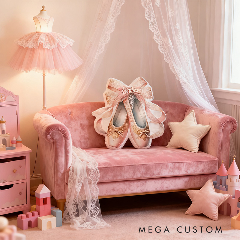 Personalized Ballet Dance Shoes Shaped Pillow for Dance Lovers Pillow Christmas Gift for Kids