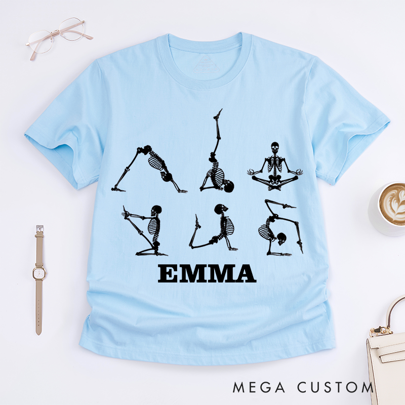 Personalized Yoga Skull T-Shirt Gothic Style T-Shirt Dark Style T-Shirt Yoga Lover T-Shirt