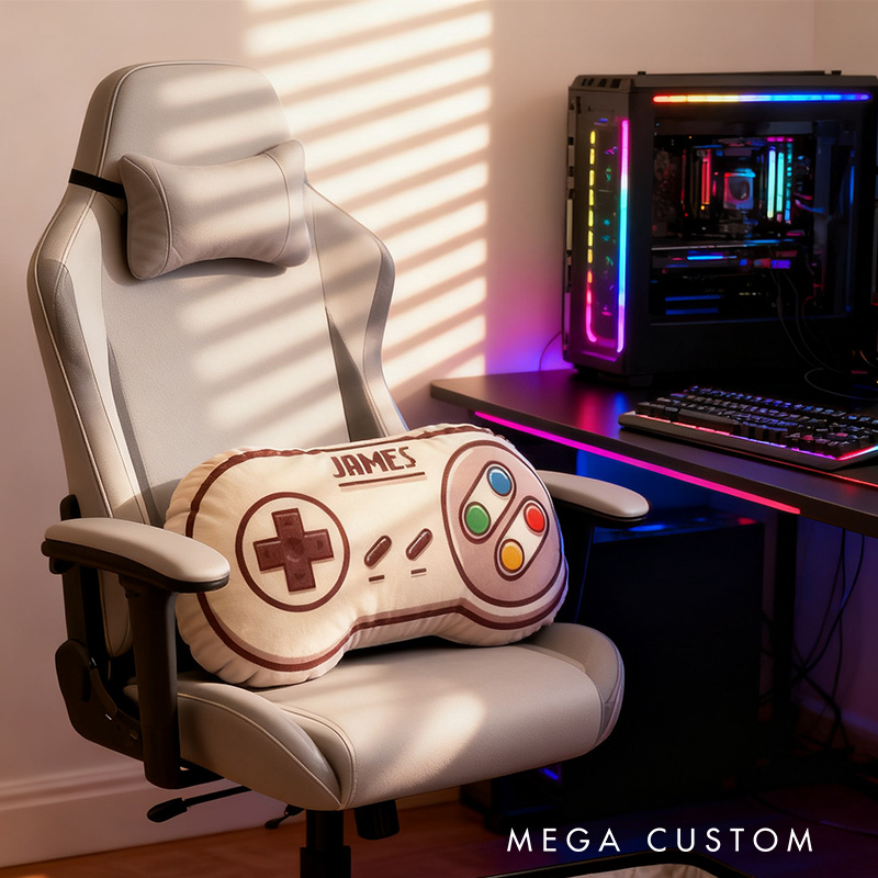 Personalized Graphic 3D Print Retro Style White Game Controller Shaped Pillow for Game Lovers Plush Pillow Christmas Gift for Kids