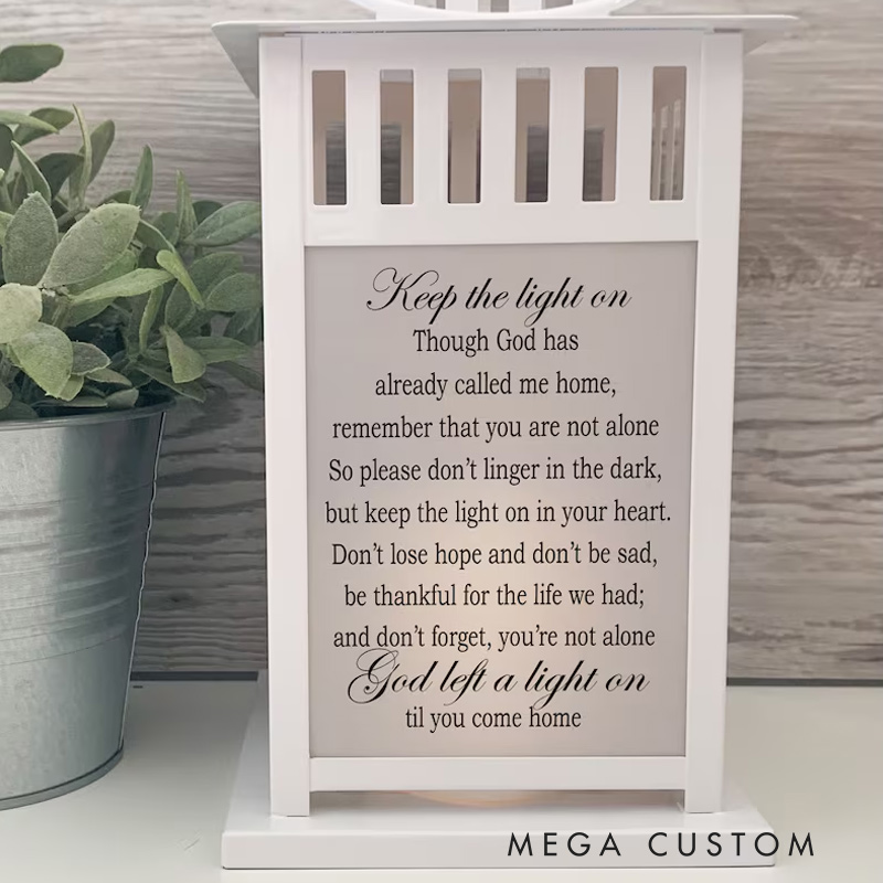 Personalized Memorial Lantern Keep the Light on Photo Lantern Memorial Candle Sympathy Lantern Remembrance Bereavement Gift for Loss of Loved One