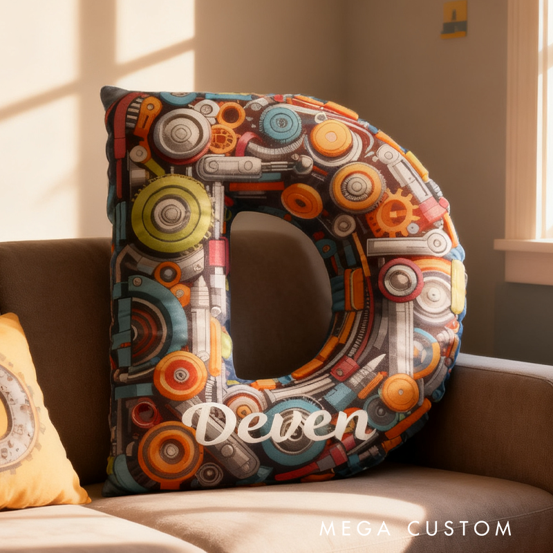 Personalized Robot Alphabet Pillow Robot Pillow Custom Astronomy Lover Pillow Gift for Kid