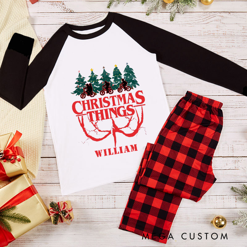 Personalized Christmas Things Pajama Set Cycling Christmas Pajamas Bicycle Santa Pajamas Christmas Pajamas Matching Family Perfect for Holiday and Rider Riding Lover