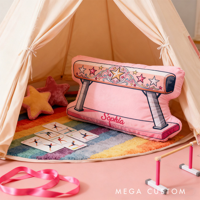 Personalized Gymnastic Balance Beam Shaped Pillow for Gynamstic Lovers Pillow Christmas Gift for Kids