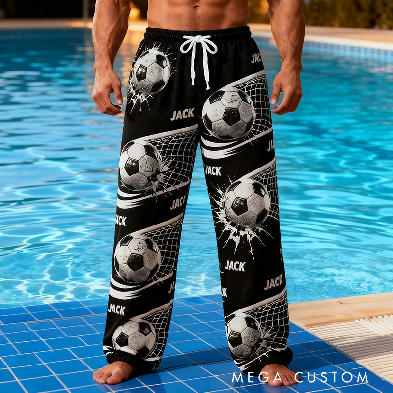 Personalized Soccer Pajama Pants with Custom Name and Dynamic Design