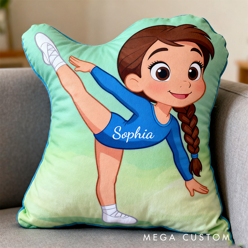 Personalized Cartoon Gymnastic Girl Shaped Pillow for Gymnastic Lovers Pillow Christmas Gift for Kids