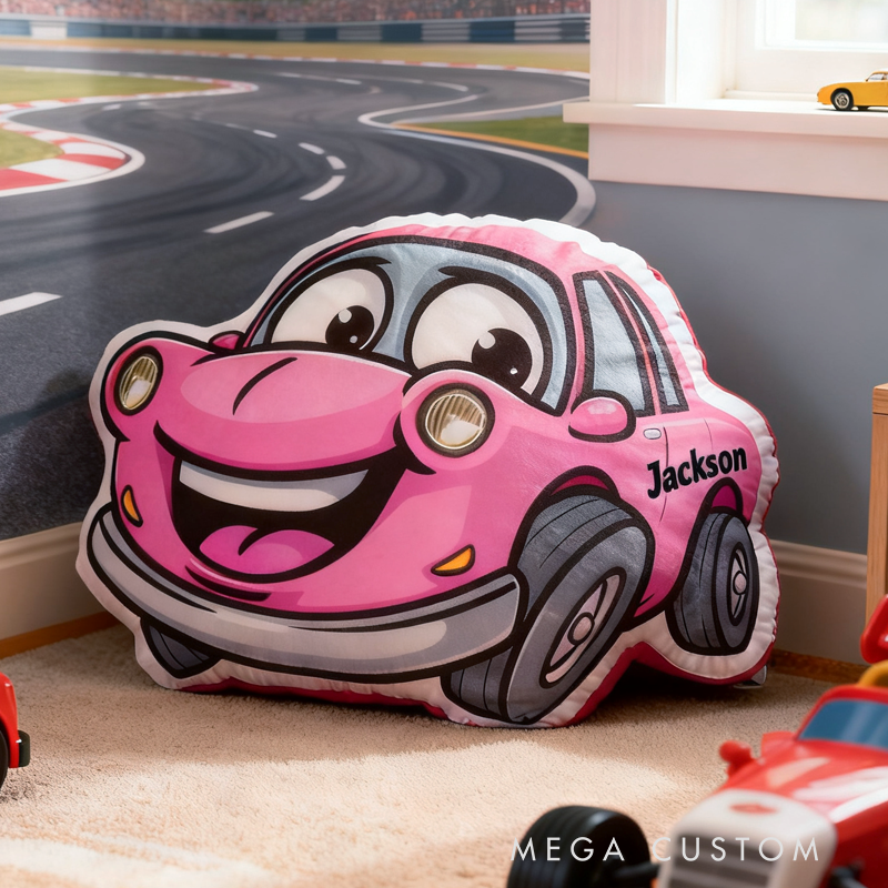 Personalized Cartoon Cars with Name Graphic 3D Print Pillow Christmas Gift for Kids Birthday Gift