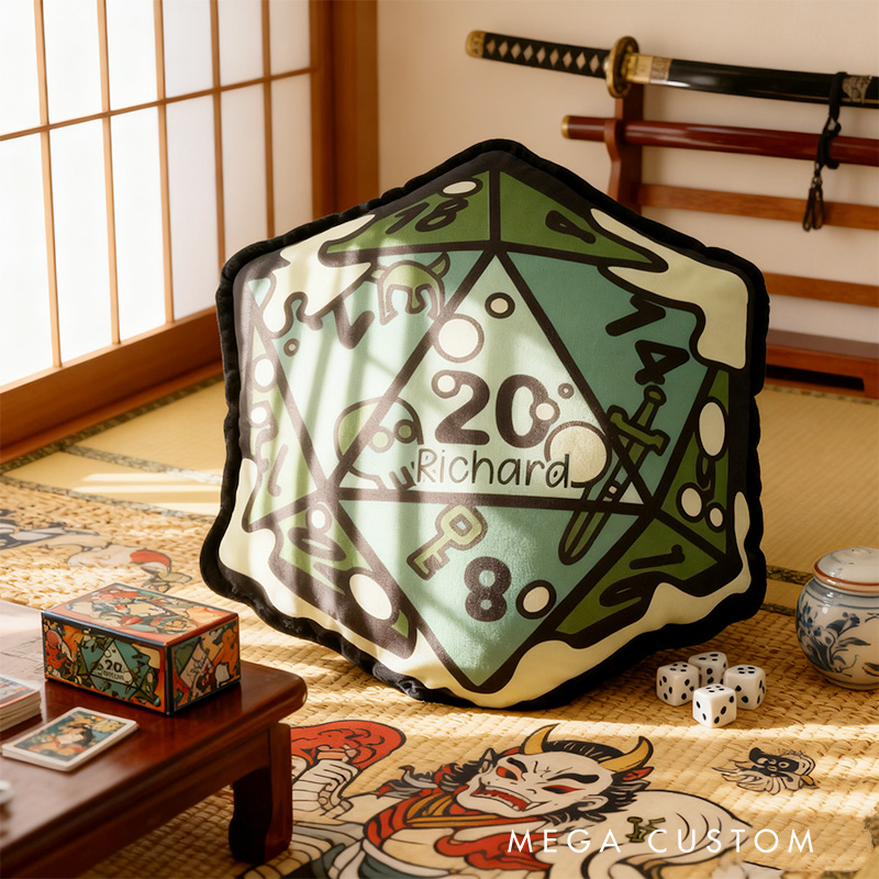 Personalized Graphic 3D Print Under Water D20 Shaped Pillow for DND Game Lovers Plush Pillow Christmas Gift for Kids