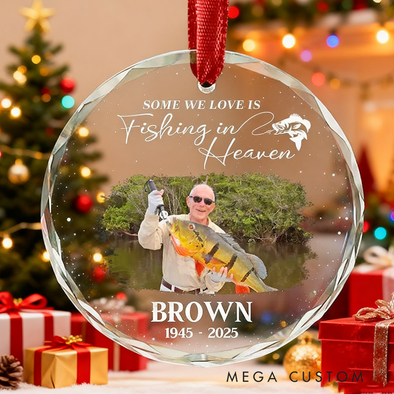 Personalized Fishing in Heaven Memorial Ornament Remembrance Gift Fishing In Heaven Fishing Memorial Ornament for Family