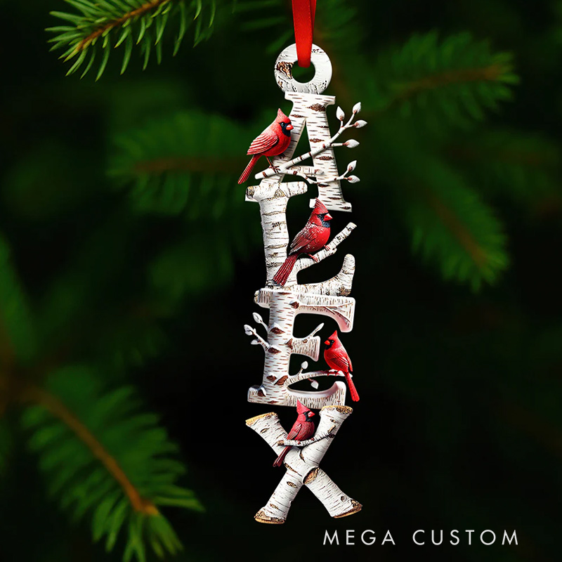 Personalized Alphabet Letters Ornament Memorial Cardinal Ornament Gifts for Heaven Family Member