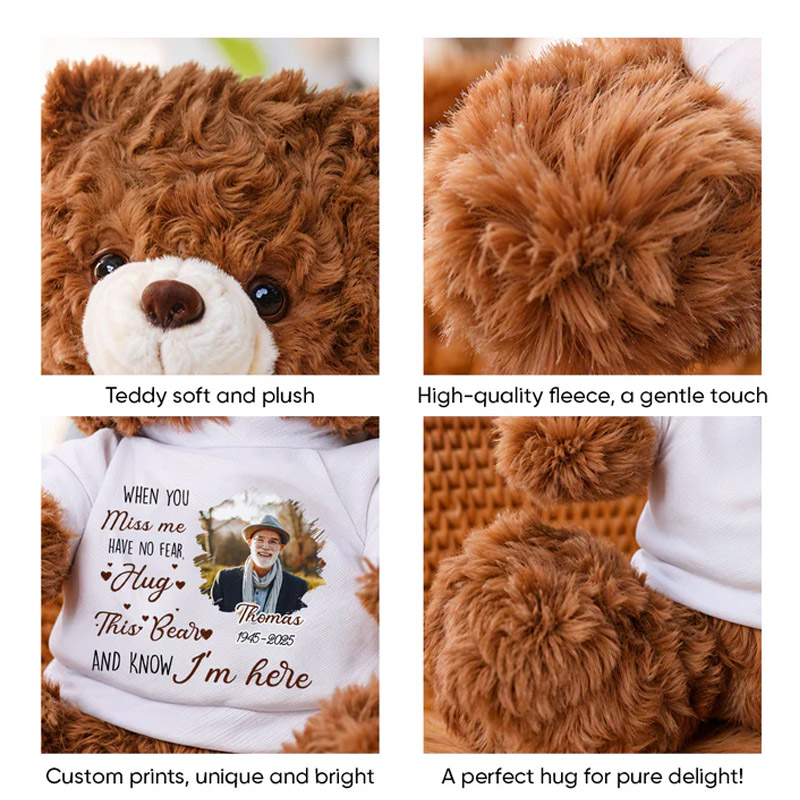 Personalized Teddy Bear with Photo Shirt A Hug From Heaven Memorial Bear Heaven Sent Plush Soft Toy New Baby Keepsake Condolence Gift