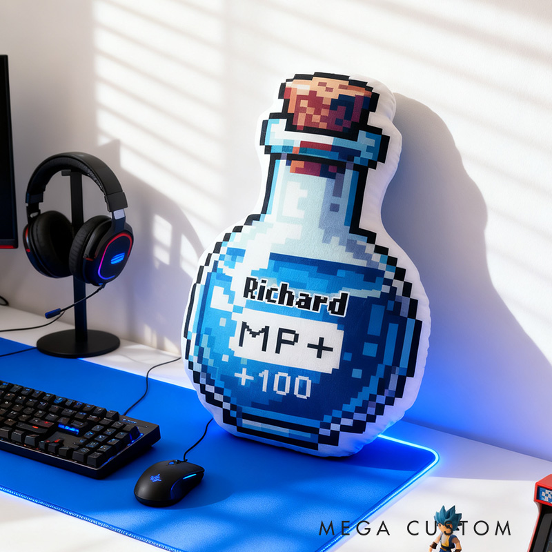 Personalized Graphic 3D Print Pixel Potion Shaped Pillow for Game Lovers Plush Pillow Christmas Gift for Kids