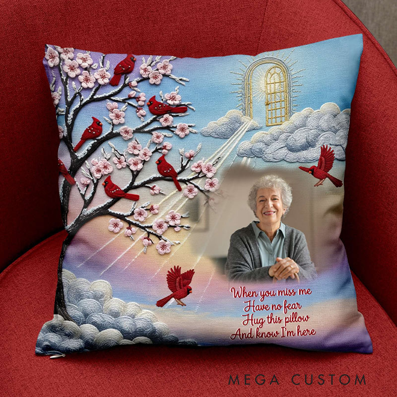 Personalized Memorial Photo Pillow Double-Sided Printed Graphic 3D Print Pillow Gifts for Loss of Loved One in Heaven Remembrance Gifts