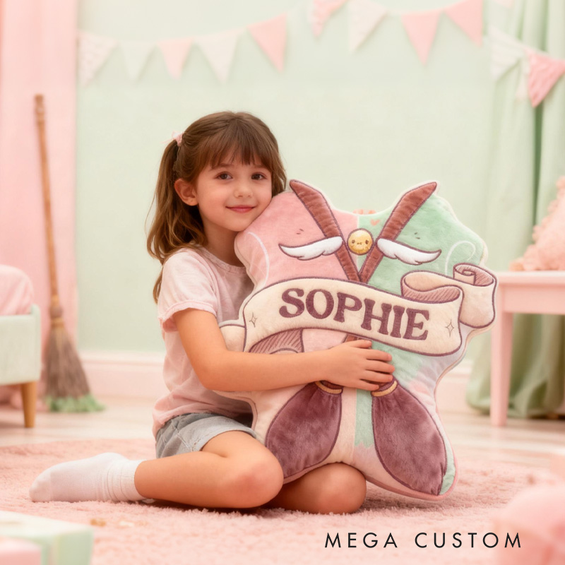 Personalized Sweep Throw Pillow Bookworm Magic Book Lover Pillow with Name Bookish Pillow Gift for Kids Fantasy Book Lover