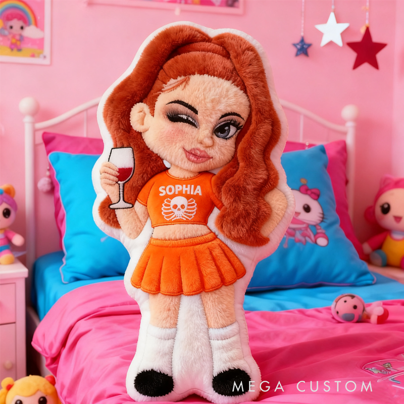 Personalized Y2K Style Cartoon Character with Name Graphic 3D Print Pillow Christmas Gift for Kids Birthday Gift