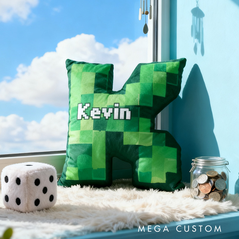 Personalized Graphic 3D Print Pixel Art Style Gamer Shaped Pillow for Game Lovers Plush Pillow Christmas Gift for Kids