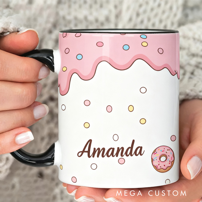 Personalized Donut Mugs Custom Donut Coffee Mug with Name Baking Lover Gifts Coffee Cup for Kids Christmas Gift