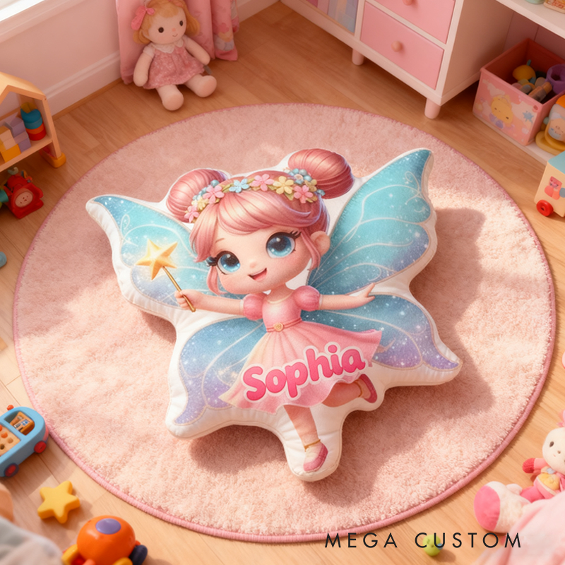Personalized Name Pink Princess Christmas Gift Pillows Adorable Whimsical Design Graphic 3D Print Pillow for Kids