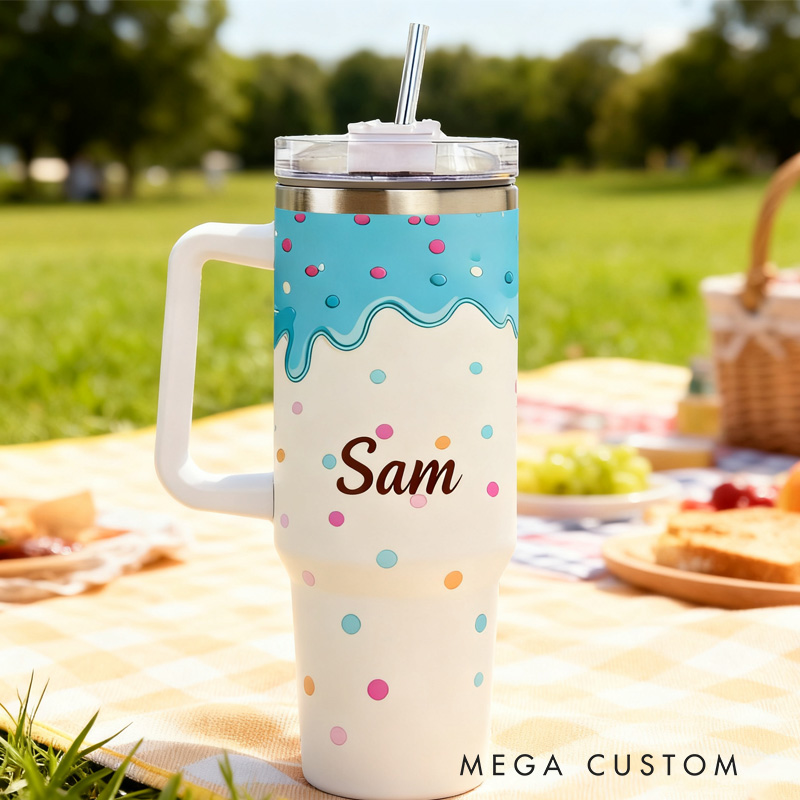Personalized Donut Tumbler Baking Lover Tumbler with Name 40oz Stainless Steel Tumbler for Boys Girls Baker Her