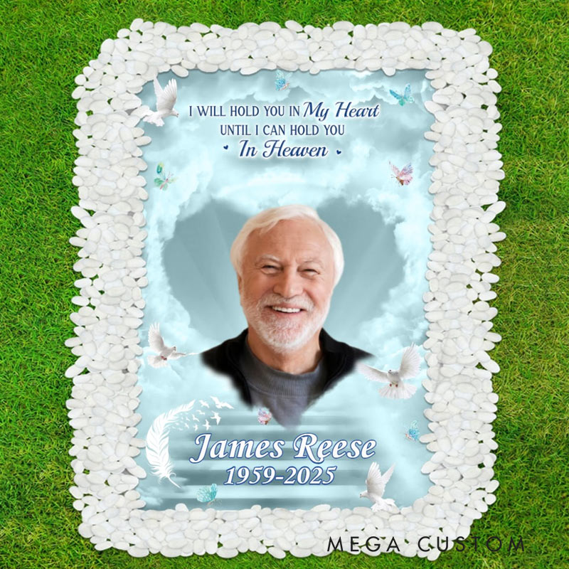 Personalized Photo Always In Our Hearts Never Forgotten Grave Blanket Waterproof Blanket Remembrance Gift 