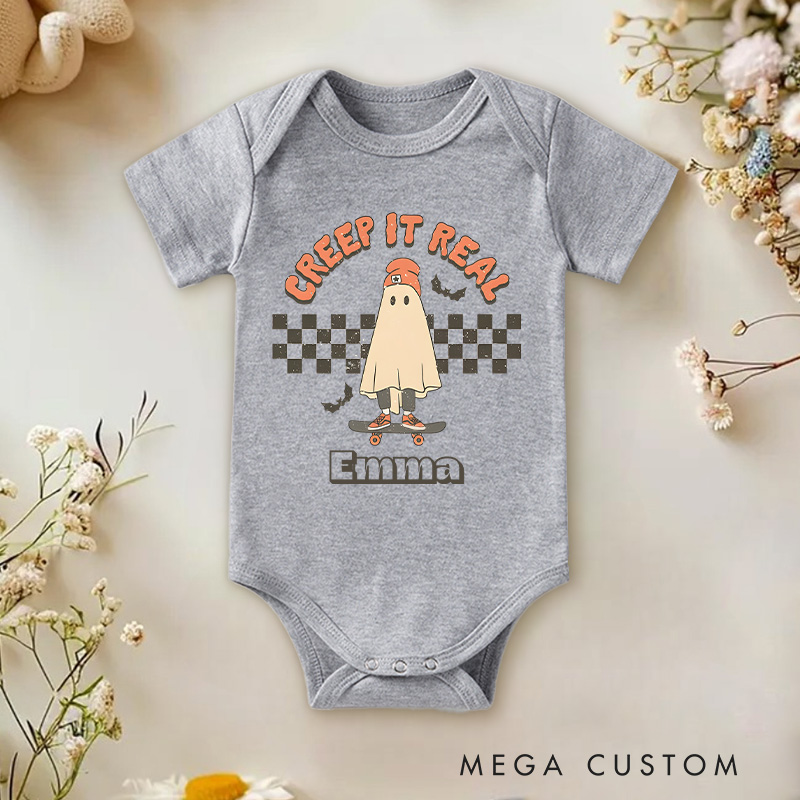 Personalized Creep It Real Halloween Ghost Baby Onesie