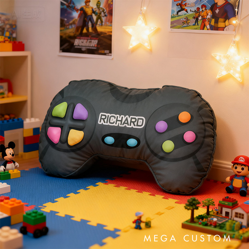 Personalized Graphic 3D Print Gamer Cute Controller Shaped Pillow for Game Lovers Plush Pillow Christmas Gift for Kids