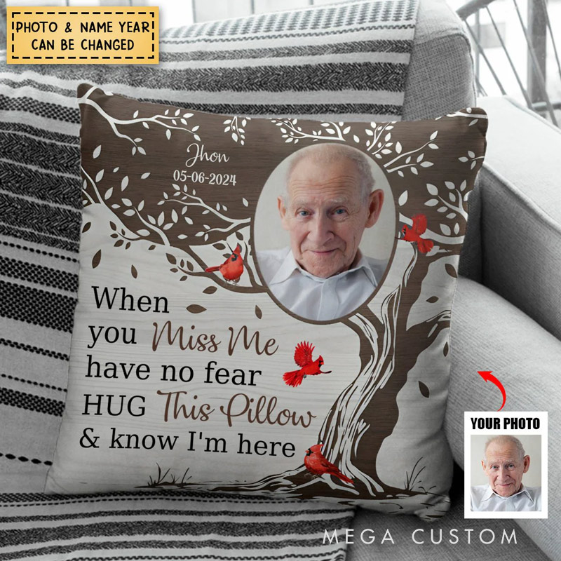Personalized Memorial Photo Pillow Hug This Pillow and Know I'm Here Memorial Gift