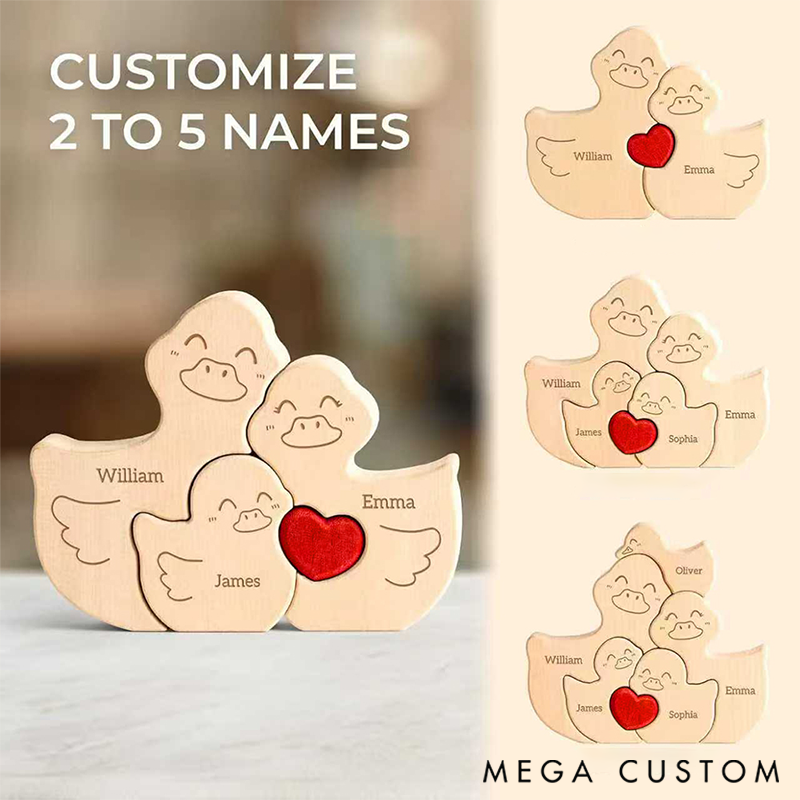 Personalized Wooden Duck Family Puzzle for Family Keepsake Gifts
