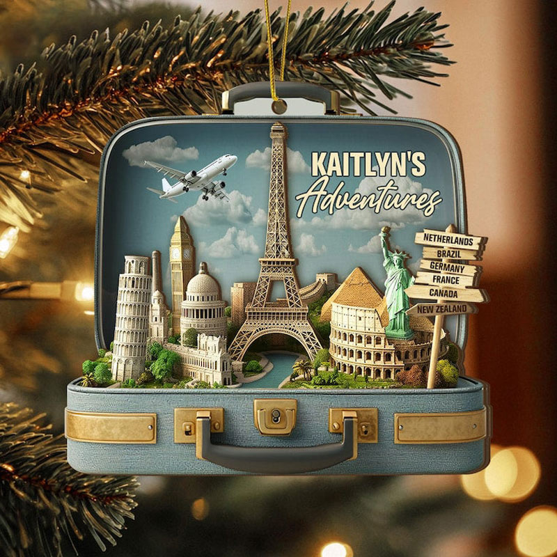 Personalized Travel Adventure Ornament Traveling Destination Traveling Ornament Travel Christmas Gifts for Travel Lovers 