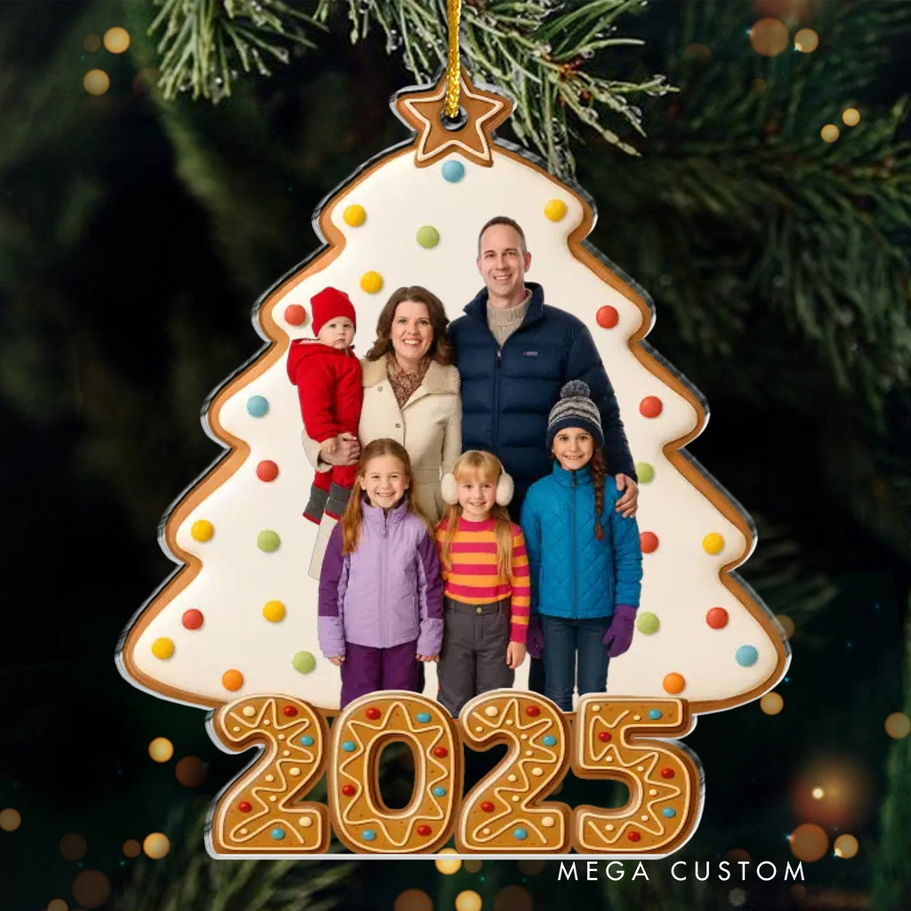 Personalized Photo 2025 Christmas Cookie Ornament for Baker Acrylic Family Christmas Decoration Bakery Ornament Baking Lover Family Christmas Gift