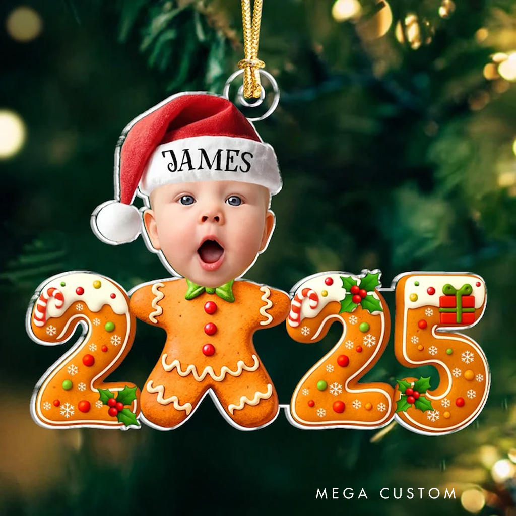Personalized Face Gingerbread Ornament 2025 Ornament for Kids Boys Girls Baker Acrylic Christmas Decoration Bakery Ornament Baking Lover Christmas Gift