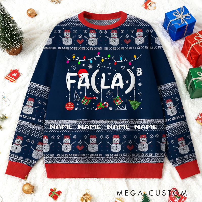 Personalized Fa La La Christmas Ugly Sweater Math & Science Ugly Holiday Sweater Funny Stem Xmas Gift for Nerdy Geek
