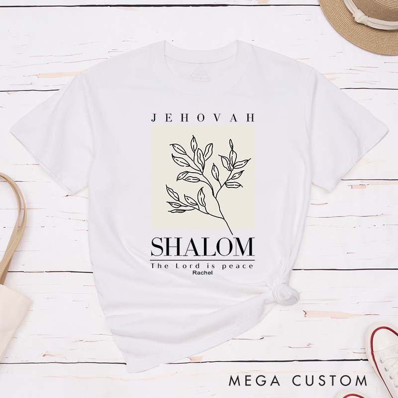 Personalized Bible Verse The Lord Is Peace Classic T-Shirt Cotton Shirt with Branches Birthday Gift Easter Christmas Gift for Christians