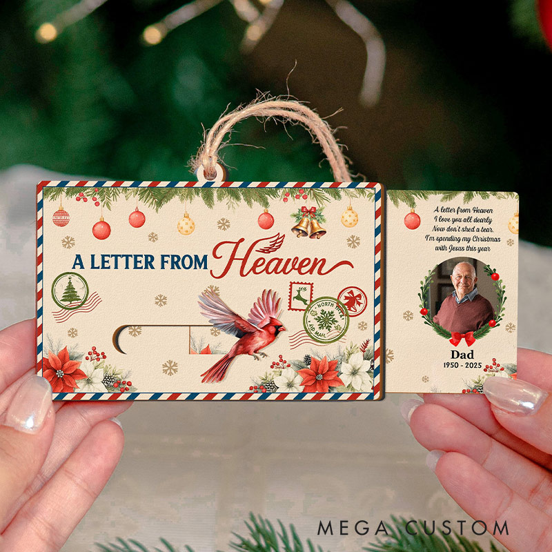 Personalized Wooden Slider Photo Ornament A Letter From Heaven Memorial Gifts Christmas Ornament