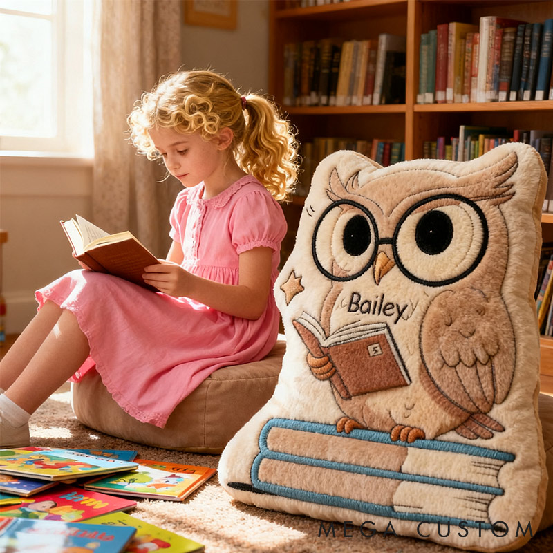 Personalized Wise Owl Book Buddy Pillow Graphic 3D Print Gift for Reading Lovers