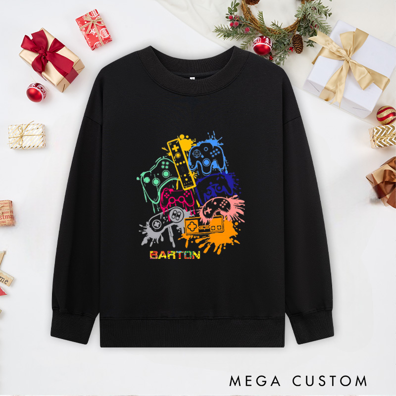 Personalized Video Game Controller Color Sweatshirt Game Day Sweatshirt Game Day Sweatshirt Funny Gaming Sweatshirt Gift for Game Geek Lover