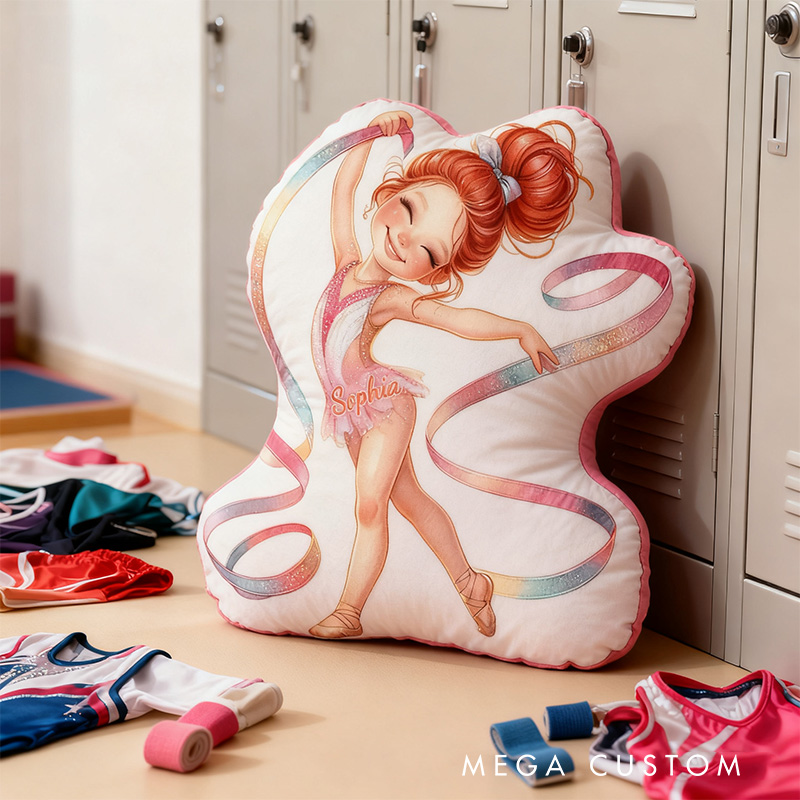 Personalized Watercolor Gymnastic Gril Shaped Pillow for Gymnastic Lovers Pillow Christmas Gift for Kids
