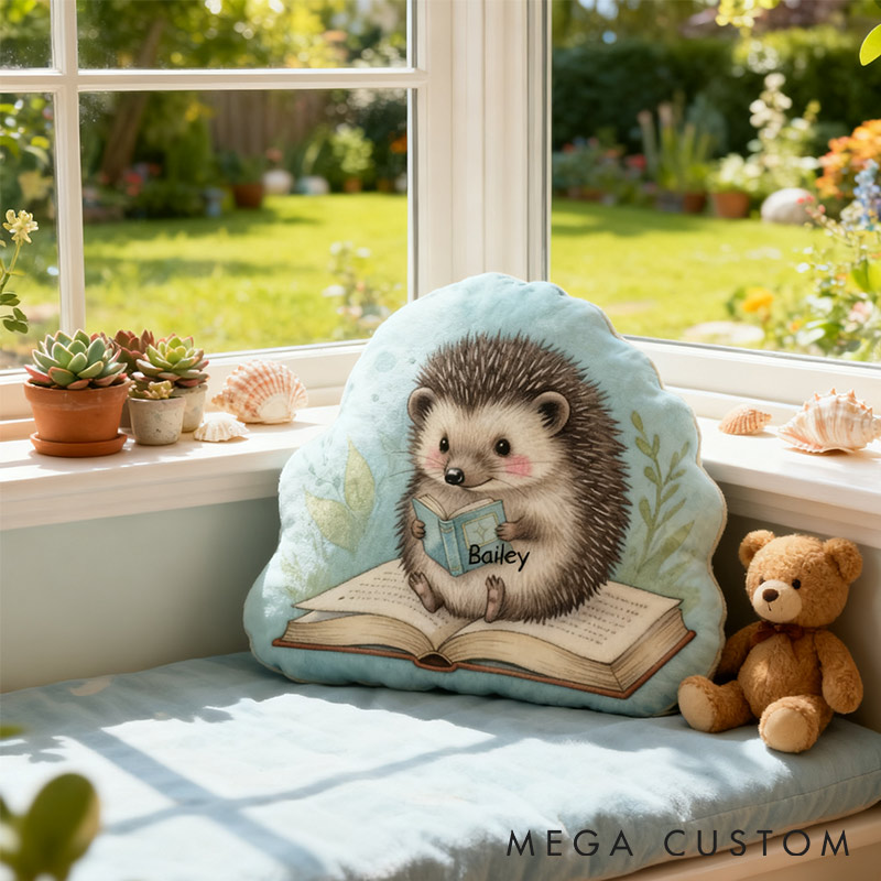 Personalized Dreamy Hedgehog Story Pillow Graphic 3D Print Gift for Reading Lovers