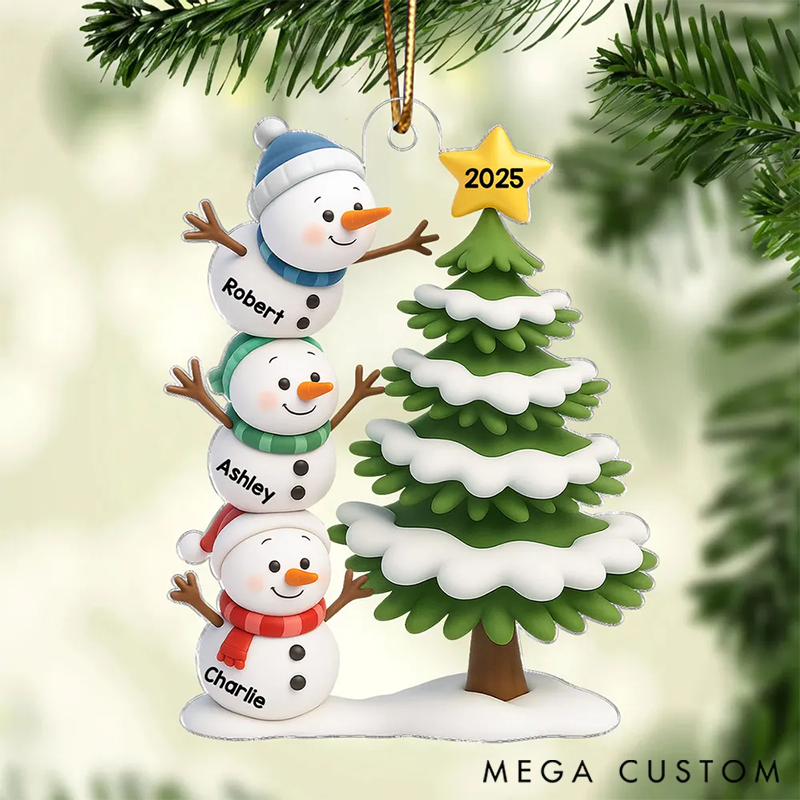 Personalized Snowman Family Christmas Tree Ornaments Gift for Family