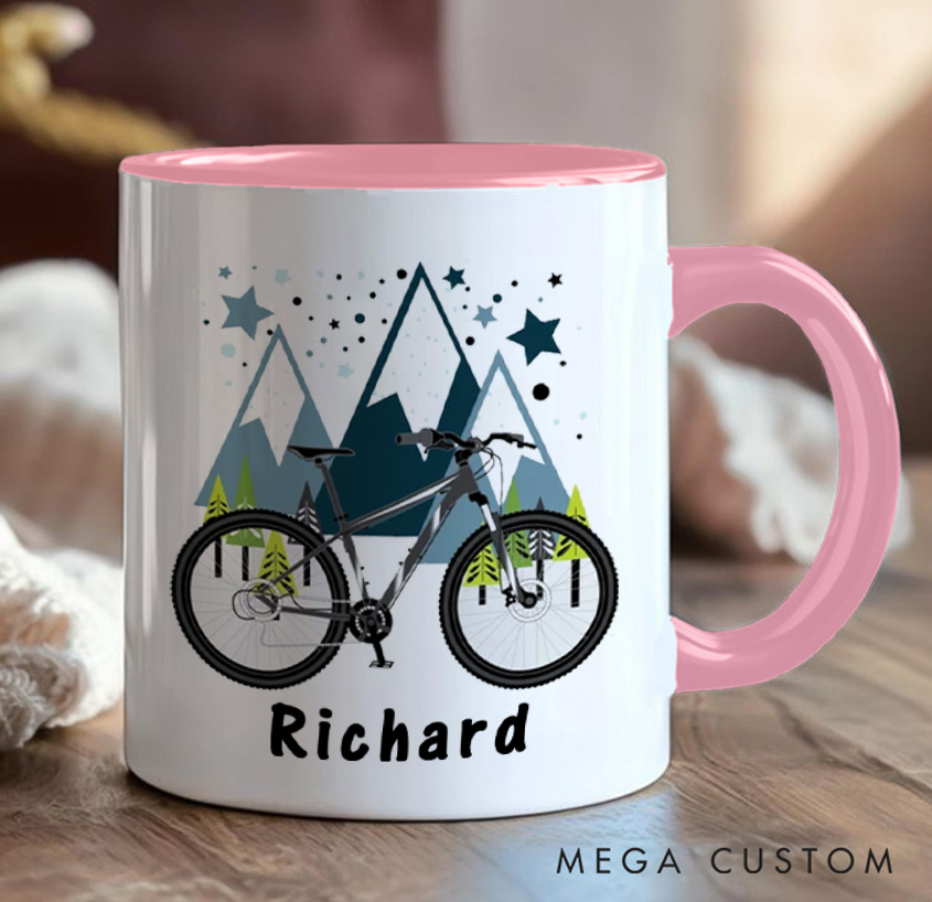 Personalized Cyclist Mug Mountain Bike Gifts Colourful Mug for Biker Friend Birthday for Him or Her for Biker Cycling Riding Lovers